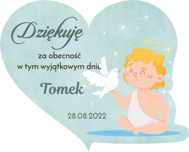 Magnes na lodówkę podziękowanie dla gości Chrzest Święty 66652 - zdjęcie 2