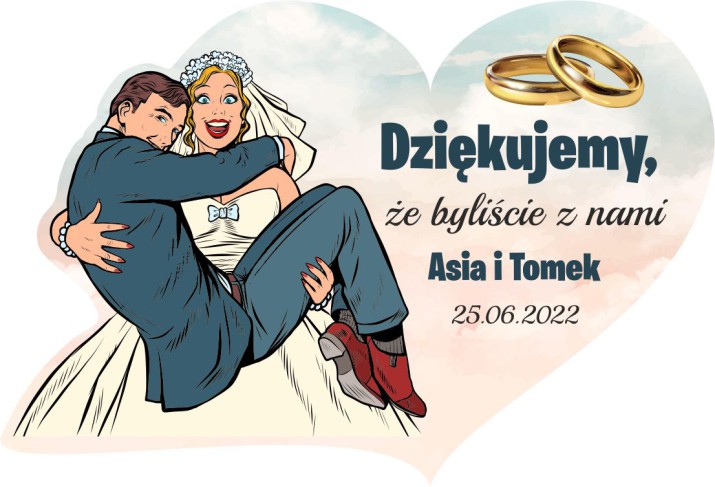 Podziękowanie dla gości Ślub, wesele magnes serce na lodówkę 66643 - zdjęcie 2