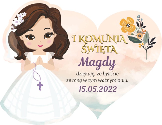 Magnes dla gości podziękowanie Komunia Święta magnes serduszko 66621 - zdjęcie 2