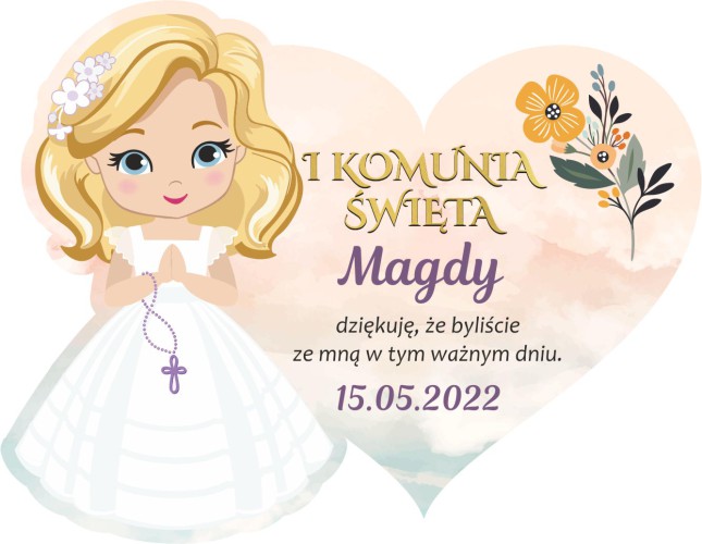 Magnes dla gości podziękowanie Komunia Święta magnes serduszko 66622 - zdjęcie 2
