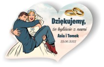 Podziękowanie dla gości Ślub, wesele magnes serce na lodówkę 66643 Naklejkomania - zdjecie 1 - miniatura