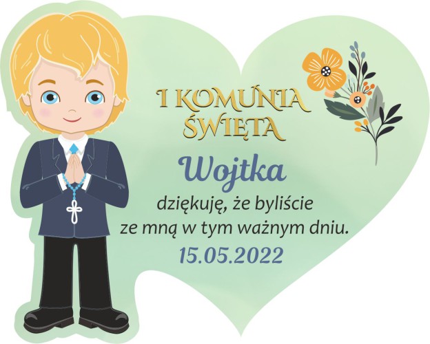 Podziękowanie dla gości Pierwsza Komunia Święta magnes serce na lodówkę 66636 - zdjęcie 2