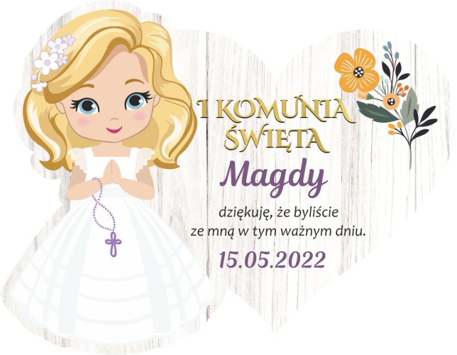 Podziękowanie dla gości Pierwsza Komunia Święta magnes serduszko 66628 - zdjęcie 2