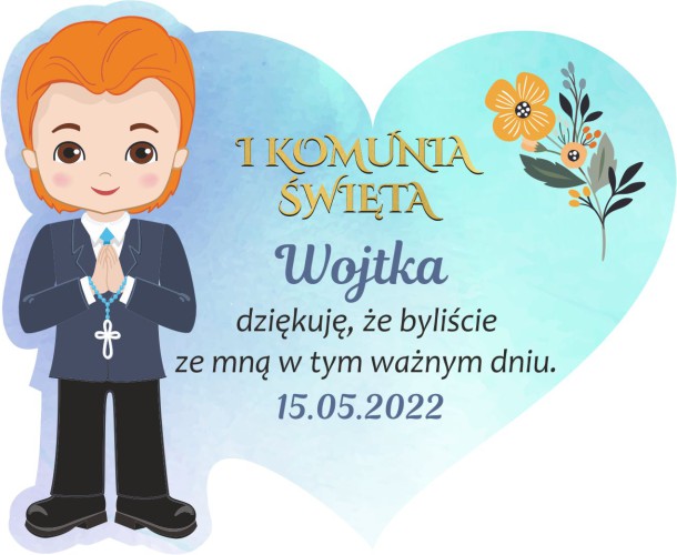 Podziękowanie dla gości Pierwsza Komunia Święta magnes serce na lodówkę 66635 - zdjęcie 2