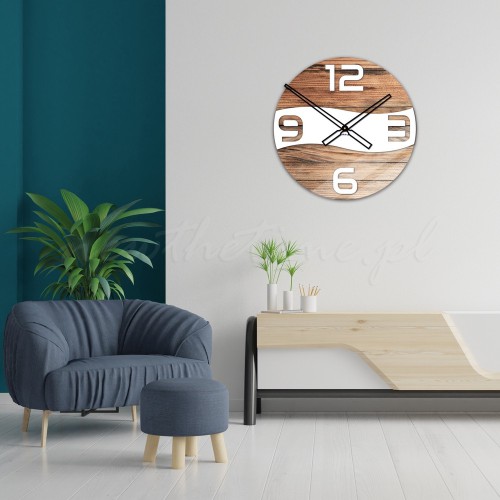 Szklany zegar ścienny Modern Wood X4 40/50 cm NT - zdjęcie 5
