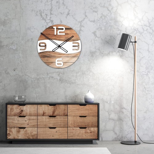 Szklany zegar ścienny Modern Wood X4 40/50 cm NT - zdjęcie 2