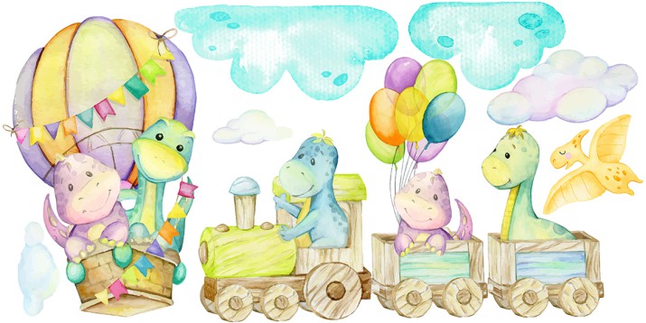 Naklejka ścienna do pokoju dla dzieci 41688 Dinozaury w pociągu - zdjęcie 2