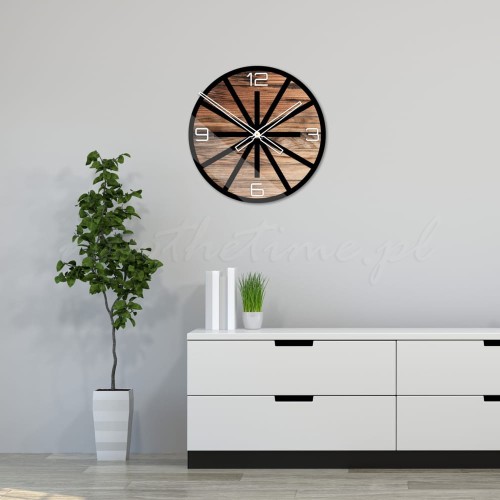 Szklany zegar ścienny Modern Wood X5 40/50 cm NT - zdjęcie 5