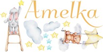 Naklejka z imieniem dla dziecka chmurki, balony 63529 Naklejkomania - zdjecie 2 - miniatura