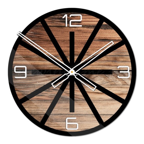 Szklany zegar ścienny Modern Wood X5 40/50 cm NT Naklejkomania - zdjecie 1
