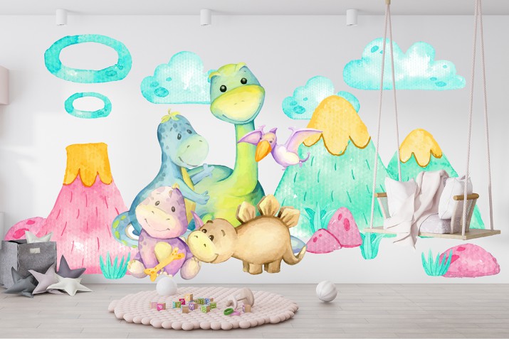 Naklejka na ścianę do pokoju dla dzieci 41686 Dinozaury