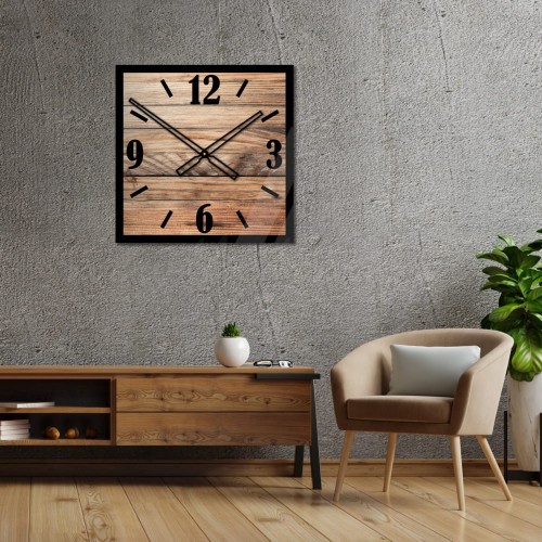 Szklany zegar ścienny Modern Wood X2 40/50 cm NT - zdjęcie 2