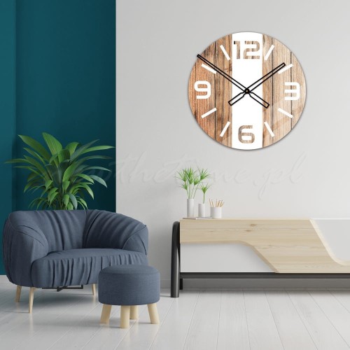 Szklany zegar ścienny Modern Wood X3 40/50 cm NT - zdjęcie 4