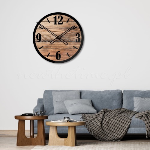 Szklany zegar ścienny Modern Wood X6 40/50 cm NT - zdjęcie 3