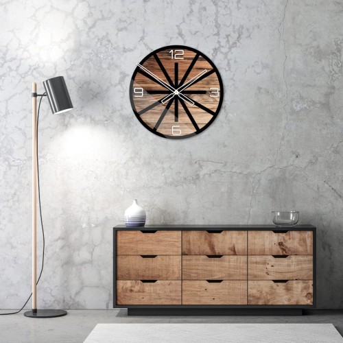 Szklany zegar ścienny Modern Wood X5 40/50 cm NT - zdjęcie 3