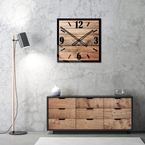 Szklany zegar ścienny Modern Wood X2 40/50 cm NT - zdjęcie 3