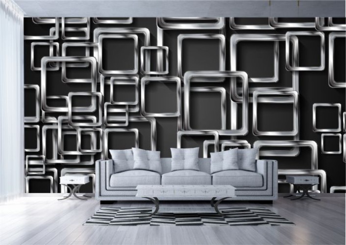 Tapety Flizelinowe na ścianę metaliczna geometria 42543