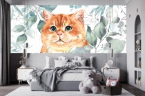 Fototapeta na ścianę rudy kot ukryty w liściach 41828 Naklejkomania - zdjecie 1 - miniatura