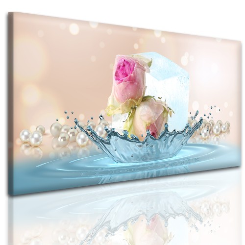 Obrazy na ściany kwiaty w kostce lodu 41857 Naklejkomania - zdjecie 1
