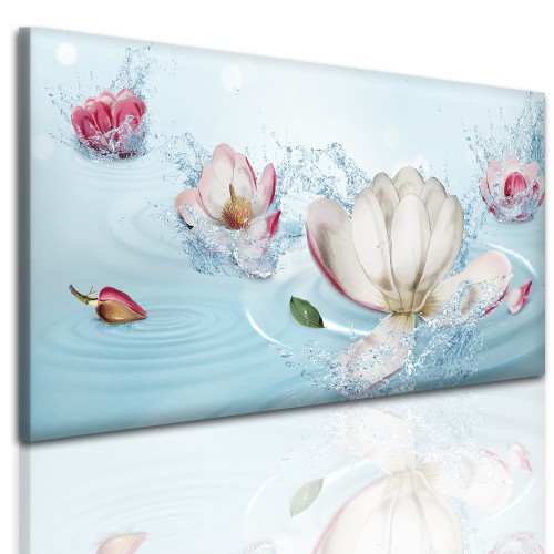 Obrazy na ścianę sypialni, salonu kwiaty w wodzie 41851 Naklejkomania - zdjecie 1