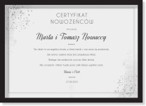 Prezenty na ślub dla Nowożeńców, certyfikat dla Pary Młodej, plakat 20565 Naklejkomania - zdjecie 1 - miniatura