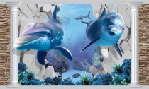 Tapeta Flizelinowa na ścianę delfiny wyprawa 42583 Naklejkomania - zdjecie 2 - miniatura