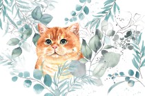 Fototapeta na ścianę rudy kot ukryty w liściach 41828 Naklejkomania - zdjecie 2 - miniatura