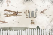Tapeta Flizelinowa dla dzieci Samoloty i balony 42595 Naklejkomania - zdjecie 2 - miniatura