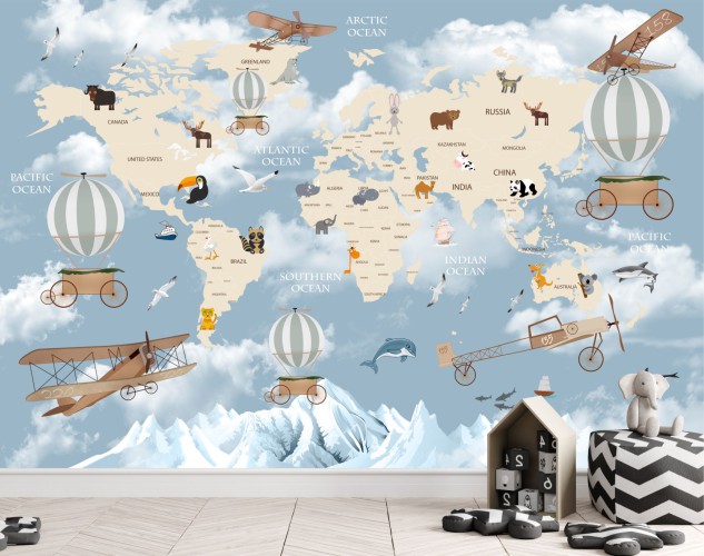 Tapeta Flizelinowa na ścianę mapa świata 42608
