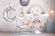 Naklejki dla dzieci króliki w kosmosie 41947 Naklejkomania - zdjecie 1 - miniatura