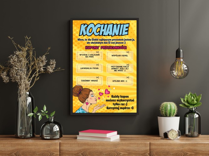 Prezent na Dzień Chłopaka, Walentynki plakat z zabawnymi kuponami 61412 - zdjęcie 2