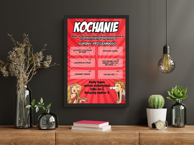Prezent na Dzień Chłopaka, Walentynki plakat z zabawnymi kuponami 61411 - zdjęcie 2