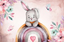 Fototapeta na ścianę do pokoju dziecięcego, pastelowy króliczek 21148 Naklejkomania - zdjecie 2 - miniatura