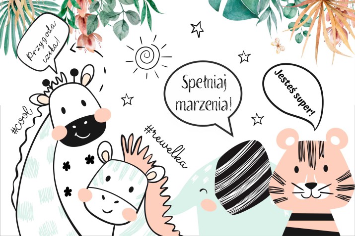 Fototapeta na ścianę do pokoju dziecięcego, zwierzęta w dżungli, motywacyjna, 21142 - zdjęcie 2