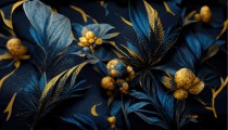 Tapeta flizelinowa ścienna luksusowe liście ze złotymi akcentami 42643 Naklejkomania - zdjecie 2 - miniatura