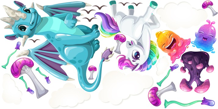 Kolorowe naklejki dla dzieci smoki i pony  32017 - zdjęcie 2