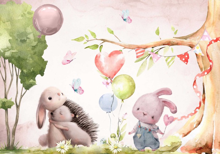 Fototapeta do pokoju dziecięcego, pastelowa polana 21158 - zdjęcie 2