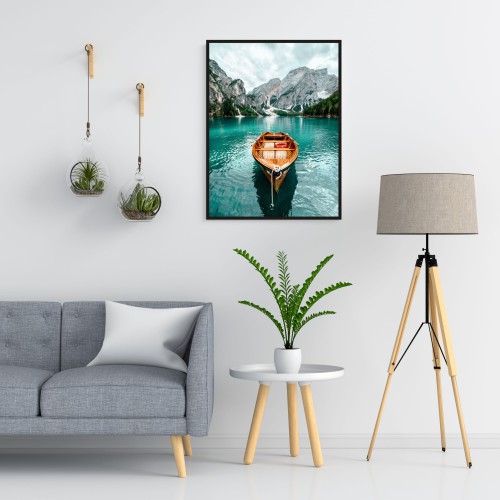 Plakat na ścianę poster góry łódka 61540 - zdjęcie 2