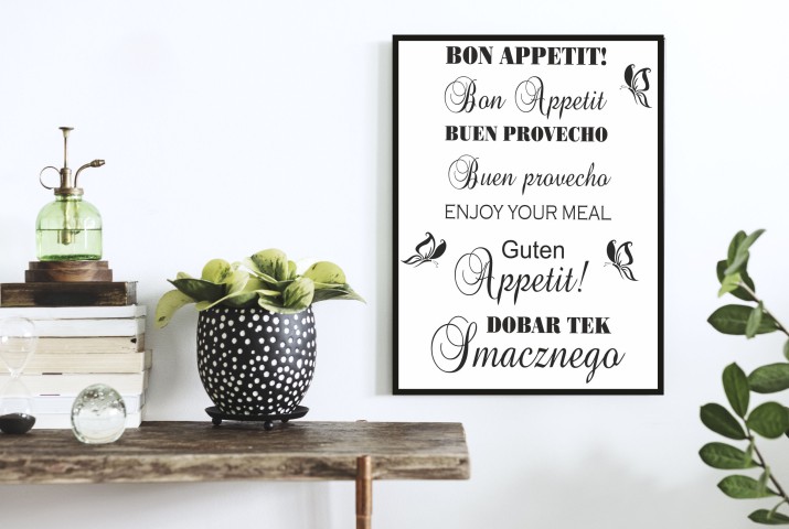 Plakat na ścianę poster  z  ponadczasowym napisem w różnych językach smacznego 61442 - zdjęcie 2