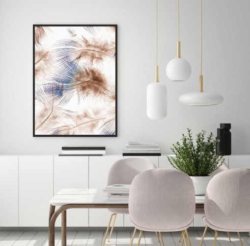 Plakat na ścianę poster brązowo-niebieskie pióra 61609 - zdjęcie 2