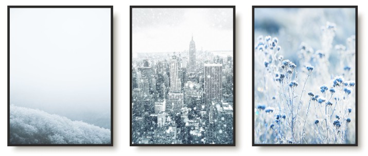 Zestaw trzech plakatów zimowy pejzaż Nowy Jork KP330 Naklejkomania - zdjecie 1