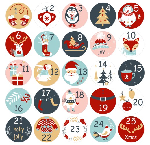 Etykiety świąteczne na kalendarz adwentowy DIY 66709 Naklejkomania - zdjecie 1