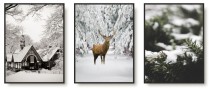Zestaw trzech plakatów komplet posterów zimowy las KP340 Naklejkomania - zdjecie 1 - miniatura