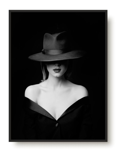 Plakat na ścianę poster kobieta monochrom vintage czerń i biel 61552