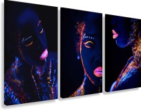 Obrazy tryptyki na ścianę kobieta w neonach 20652 Naklejkomania - zdjecie 1 - miniatura