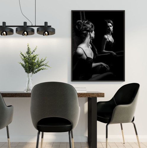 Plakat na ścianę poster kobieta monochrom vintage czerń i biel 61554 - zdjęcie 2
