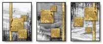 Zestaw trzech plakatów ozdobnych na ścianę postery złota geometria KP347 Naklejkomania - zdjecie 1 - miniatura