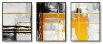 Zestaw trzech plakatów komplet posterów żółta abstrakcja KP342 Naklejkomania - zdjecie 1 - miniatura