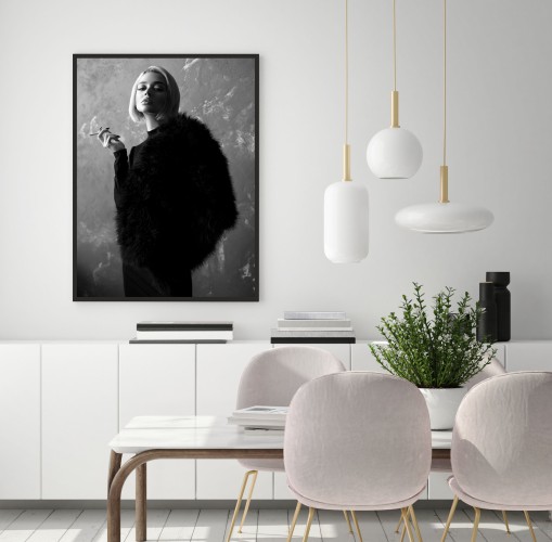 Plakat na ścianę poster kobieta z papierosem czerń i biel 61555 - zdjęcie 2