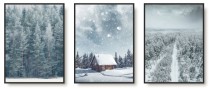 Zestaw trzech plakatów zimowy pejzaż KP329 Naklejkomania - zdjecie 1 - miniatura